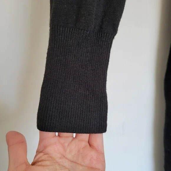 Ann Taylor Black Cowl Neck Long Sleeve Ribbed Wool Knit Midi Dress Size XSP - Picture 5 of 11